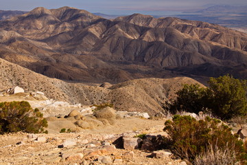 View from the Keys View in Joshua Tree National Park in California in the USA
