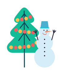 Snowman Hands Up, Bucket on Head Christmas Tree