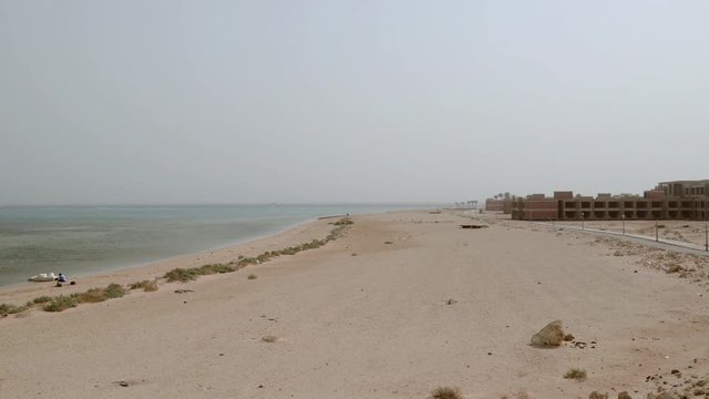 The unfinished building of the hotel on the shores of the Red Sea