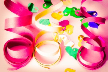 streamers and colorful confetti