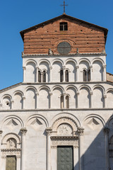 Fototapeta na wymiar Church of Santa Maria Forisportam in Pisan-romanesque style (XII century) Lucca, Tuscany, Italy, Europe