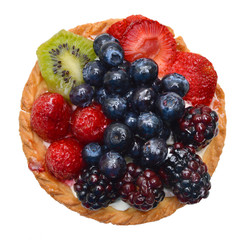 Fresh fruit tart on white background