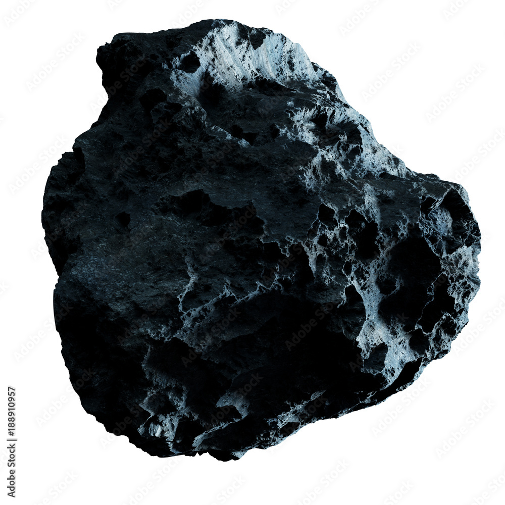 Aufkleber dark rock asteroid isolated 3d rendering