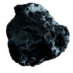 Naklejka premium Dark rock asteroid isolated 3D rendering