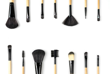 Various professional makeup brushes isolated