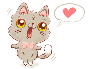 cat in kawaii style.