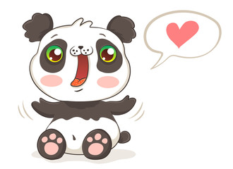 cute panda in kawaii style.