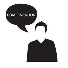 A silhouette of a man says. Business illustration with the inscription:compensation
