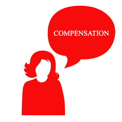A silhouette of a man says. Business illustration with the inscription:compensation