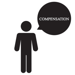 A silhouette of a man says. Business illustration with the inscription:compensation