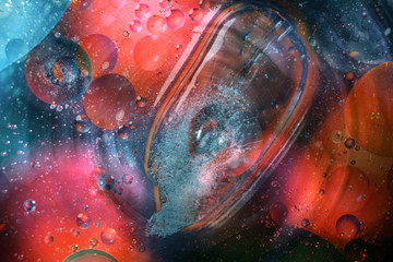 oil with bubbles on a colorful background