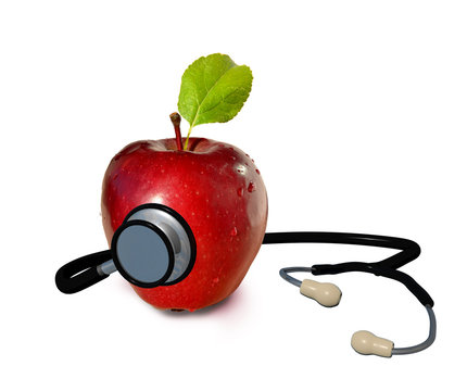 stethoscope apple red isolated for backgroud - 3d rendering