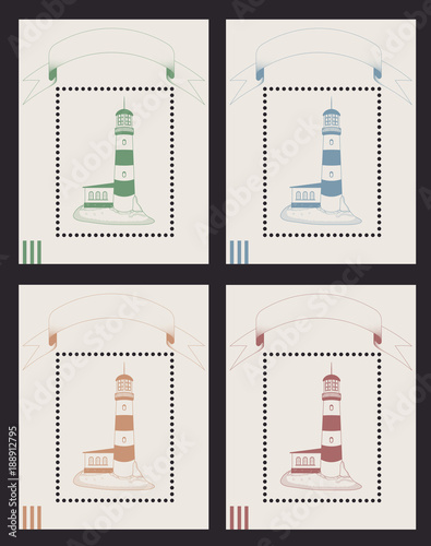 vector set templates of stamps small souvenir sheet of four flowers