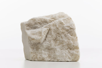 Marble rock on white background, minimalism