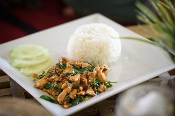Fried Rice with Basil with soft light