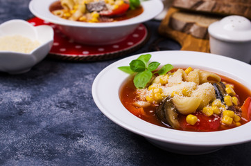 Traditional Italian soup with pasta