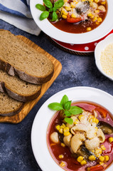 Traditional Italian soup with pasta
