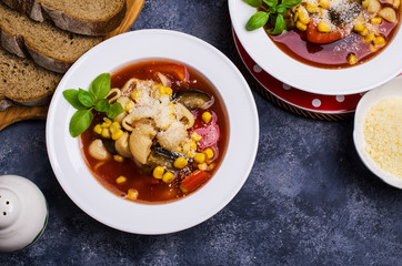 Traditional Italian soup with pasta