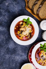 Traditional Italian soup with pasta