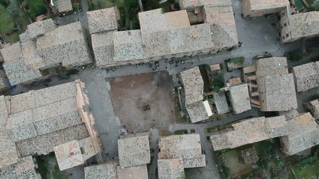 Civita di Bagnoregio, Italy. Take off over town