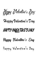 Happy Valentines Day set of calligraphic quotes. Happy Valentine's day hand lettering text isolated on white background. Good for greeting cards, print design. Vector Illustration.