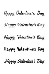 Happy Valentines Day set of calligraphic quotes. Happy Valentine's day hand lettering text isolated on white background. Good for greeting cards, print design. Vector Illustration.