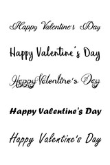 Happy Valentines Day set of calligraphic quotes. Happy Valentine's day hand lettering text isolated on white background. Good for greeting cards, print design. Vector Illustration.