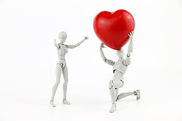 figure Couple in love Romantic and Valentine's day concepts.White background

