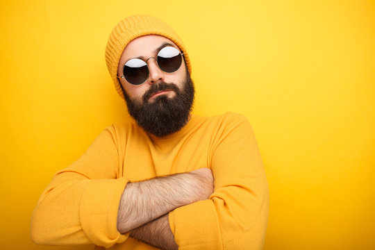 Cool bearded man in sunglasses