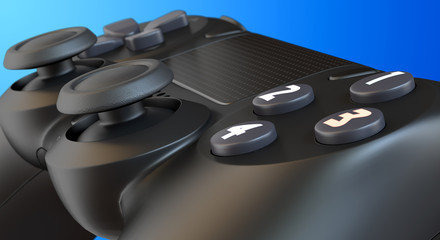 Joystick video game controller isolated on blue