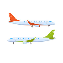 Modern passenger plane. Flying airplane, airliner. Logistics, transportation, delivery services.