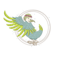 Sirin Bird. Mythological bird. Russian folklore.