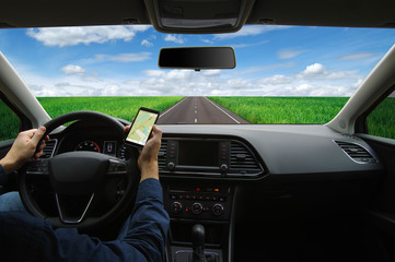 Man using GPS navigation
