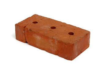 Red brick isolated on white