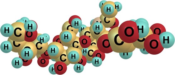 Hyaluronic acid molecular structure isolated on white