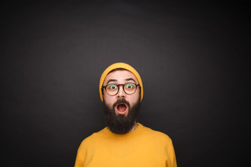 Amazed student with opened mouth