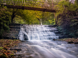 waterfall with bridge