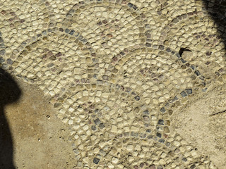 Caesarea, Israel - Mosaics in Caesarea National Park - Ruins of ancient Cesarea built by Herod. Cesarea represents an exceptional archaeological site of the Roman and Crusader period