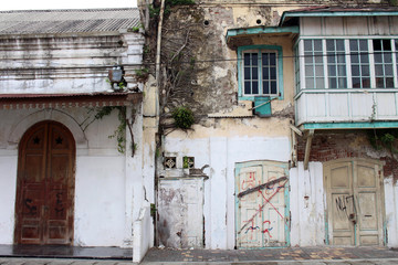 Fototapeta na wymiar The doors and windows around Kota Lama (Old Town), Semarang, Indonesia