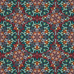 Ornate floral seamless texture, endless pattern with vintage mandala elements.