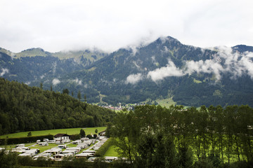 Fototapeta na wymiar View landscape of alps mountain and cityscape of Reutte city in Tyrol state, Austria