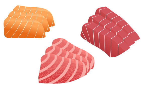 Tuna And Salmon Sashimi Vector