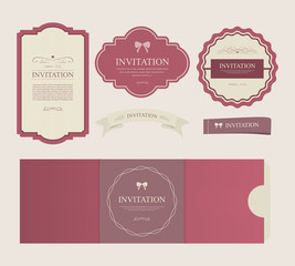 set of vintage labels old fashion. invitation banner illustration vector.