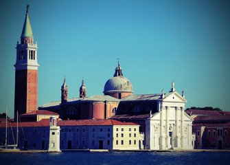 Fototapeta na wymiar Venice Italy the church of Saint George called San Giorgio Maggiore with vintage effect