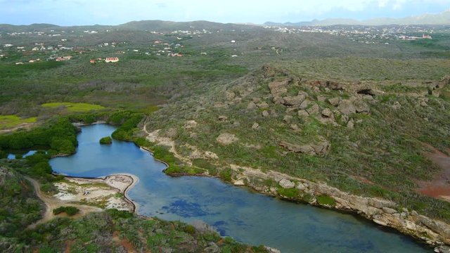 Aerial view over Boka Ascension  - north coast of Curaçao - Caribbean - Netherland Antilles