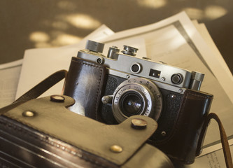 Старый советский фотоаппарат. - obrazy, fototapety, plakaty