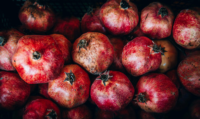 Fresh red rustic look Turkish pomegranates