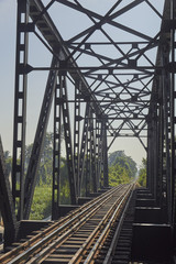narrow gauge railroad line and bridge, Bangkok, Thailand