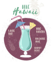Illustration of cocktail Blue Hawaii