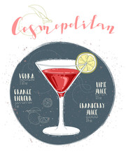 Illustration of cocktail Cosmopolitan